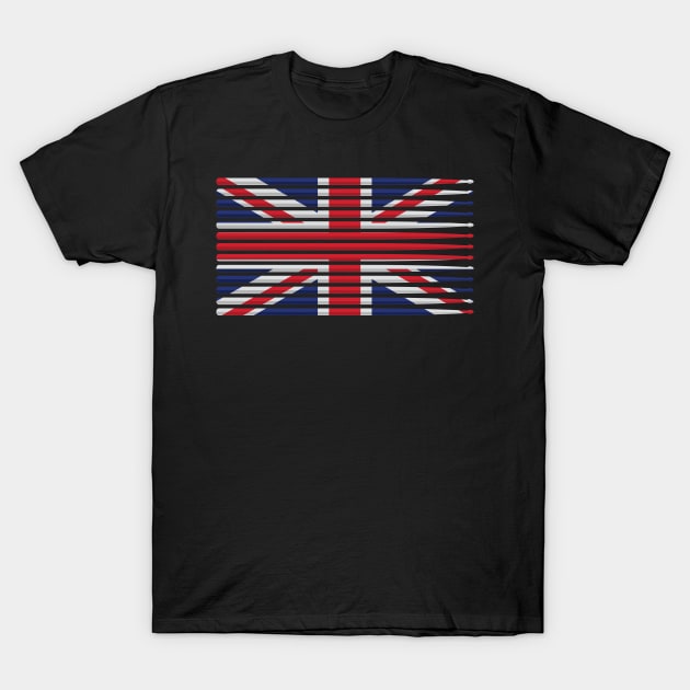 United Kingdom drummer drum stick flag T-Shirt by hobrath